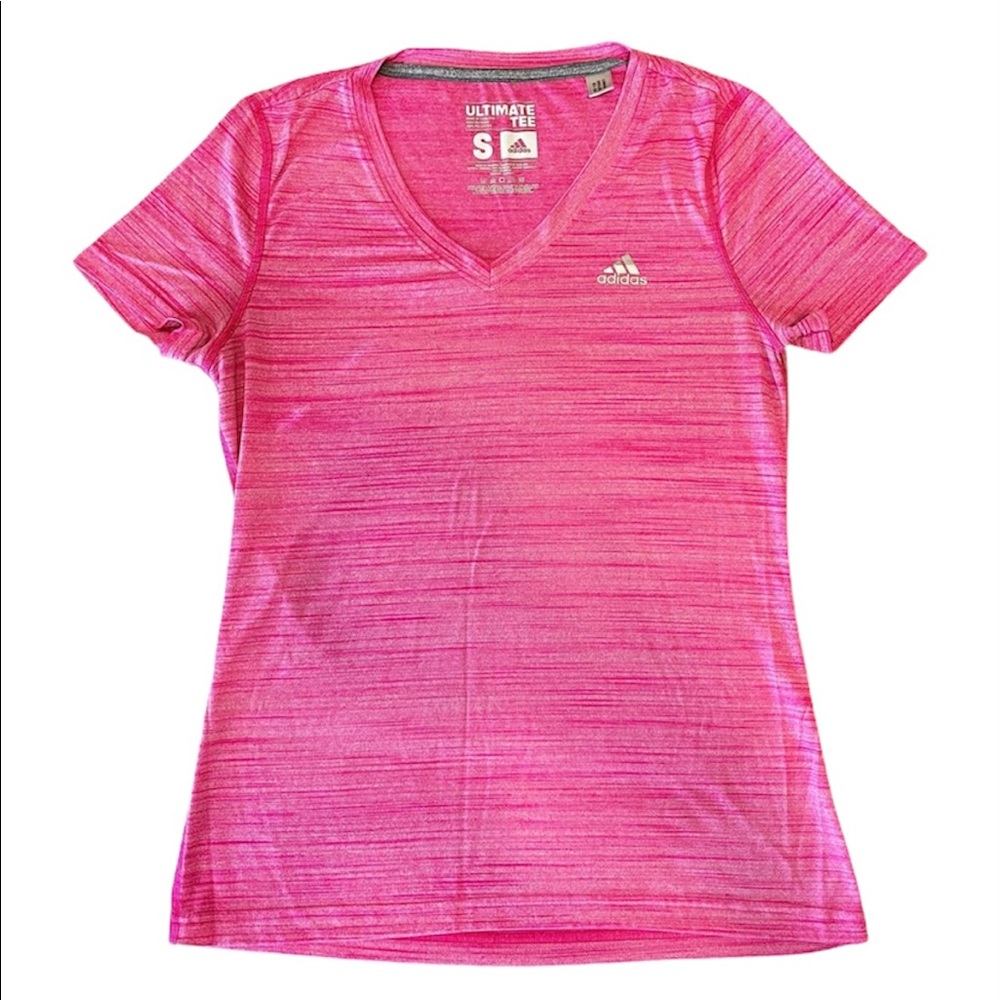 Adidas Pink V Neck Climate Ultimate Tee Size Small